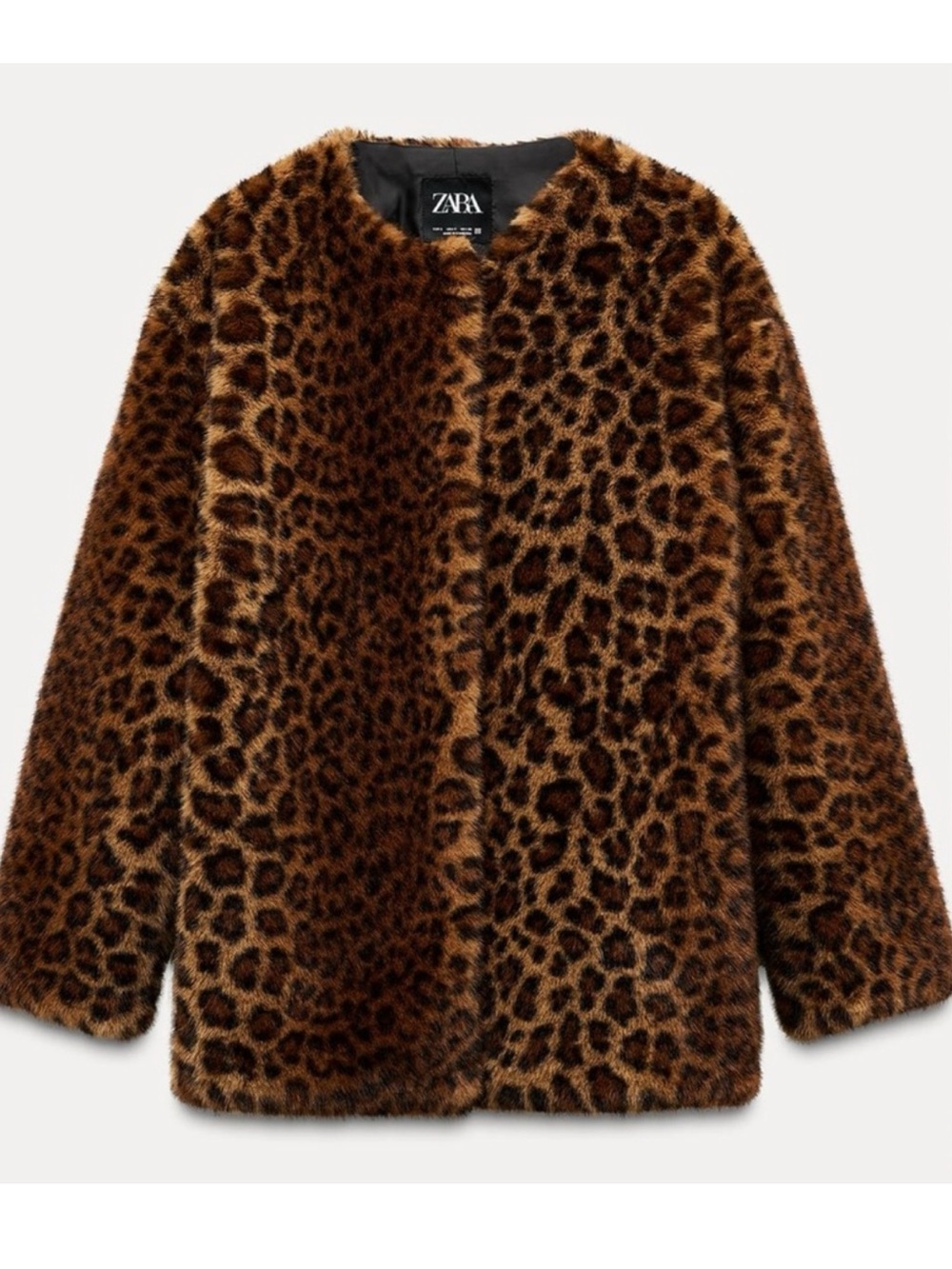 Zara Leopard Print Teddy Jacket - Brown